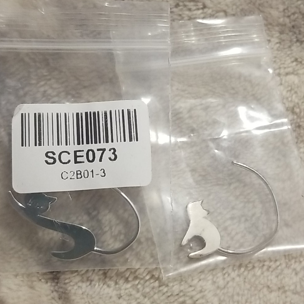 Silver cat earrings